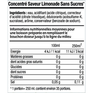 Concentré SODASTREAM LIMONADE SANS SUCRES 440ml