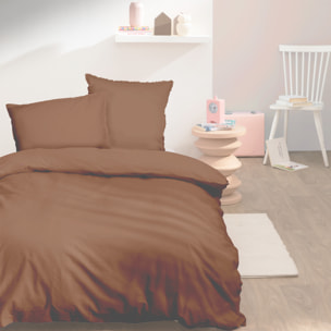 Parure de lit unie en coton taies à franges, COTON LAVÉ