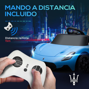 Coche Eléctrico para Niños de +3 Años con Licencia Maserati MC20 Carro Eléctrico Infantil con Batería 12V Mando a Distancia Faros Bocina Música y Pantalla Azul