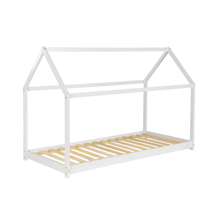 Lit cabane enfant 90 x 190cm pin naturel sommier inclus TOBIAS