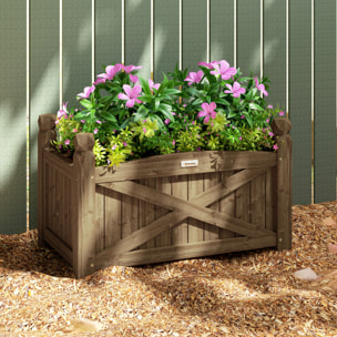 Jardinera de Madera Elevada Huerto Urbano Madera para Cultivar Plantas Flores Hierba Jardinera Rectangular para Jardín Balcón Terraza 60x39x37 cm Café Oscuro