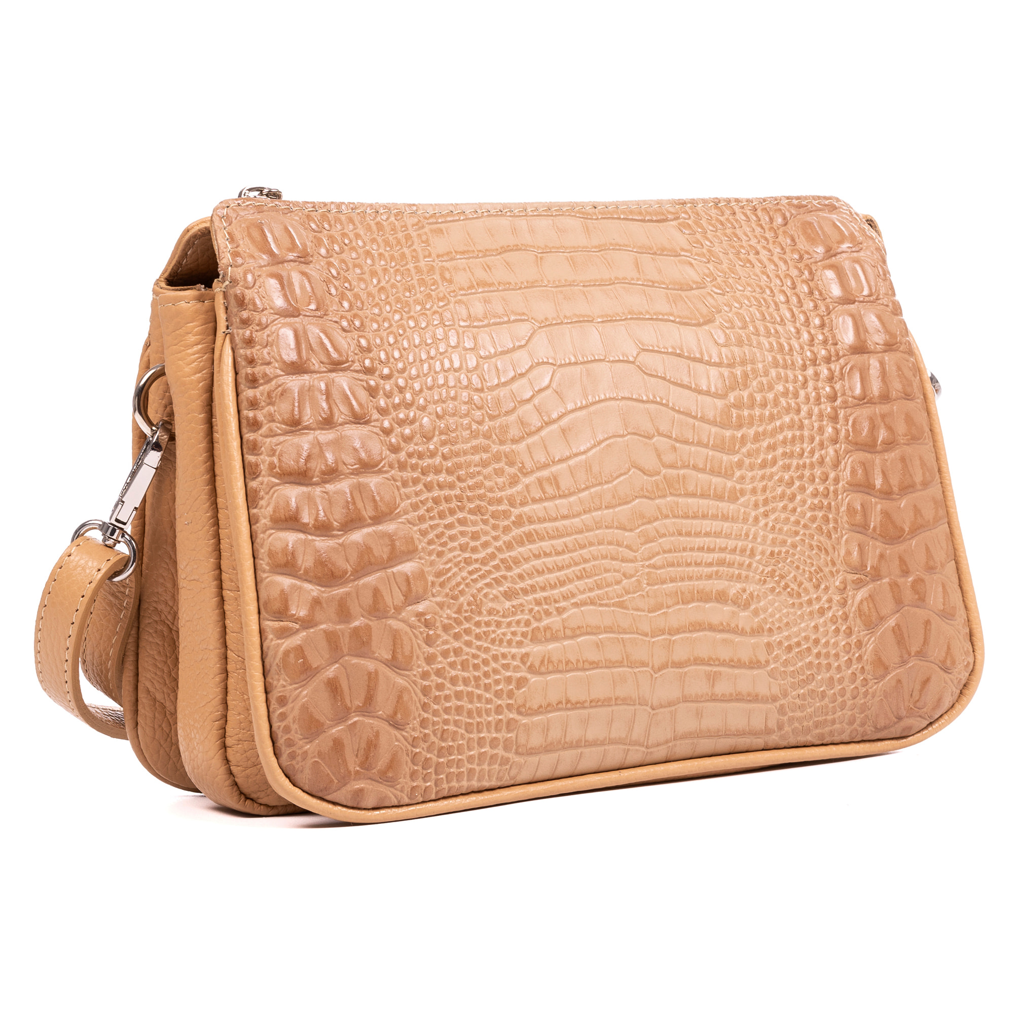 Arzergrande borsa a tracolla in pelle autentica dollaro con parte frontale incisa coccodrillo