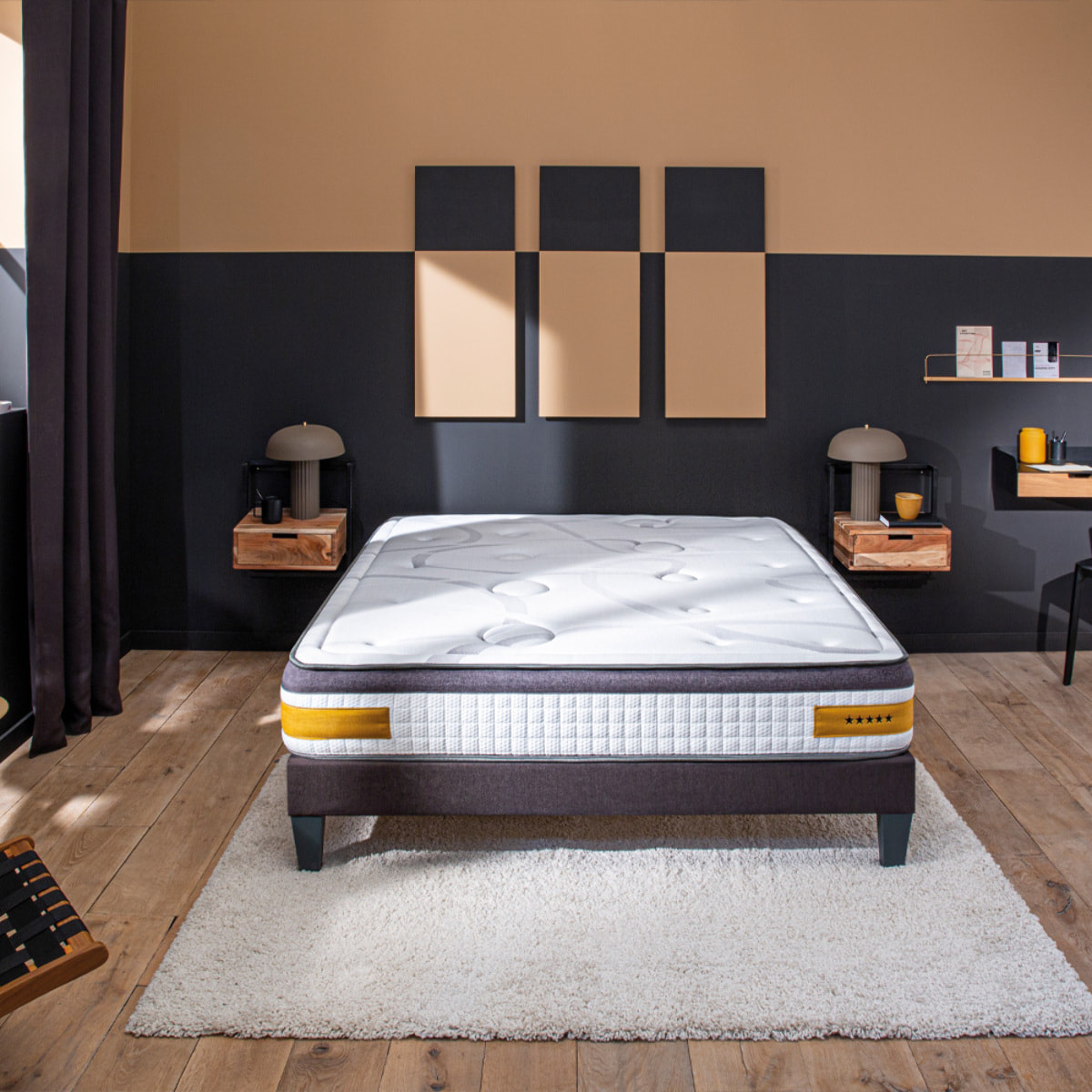 Ensemble Matelas Memoire de forme Copenhague avec sommier en bois