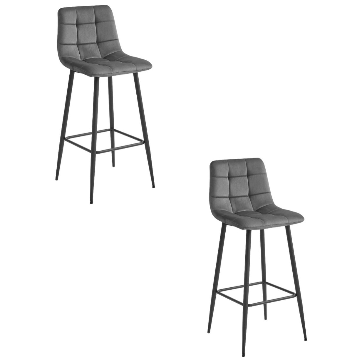 Set di 2 sgabelli bar Arceto in velluto grigio scuro e metallo
