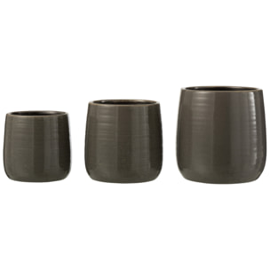 J-Line cache-pot Uni - céramique - gris - large - Ø 16.5 cm