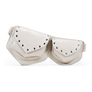 Riñonera piedra con doble bolsillo y solapas