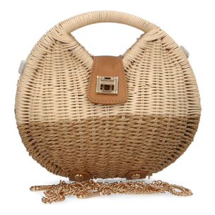 Bolso de hombro para mujer, material de rafia, diseño elegante y moderno ideal para verano