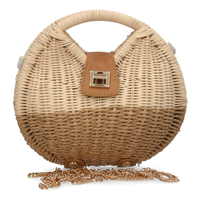 Bolso de hombro para mujer, material de rafia, diseño elegante y moderno ideal para verano