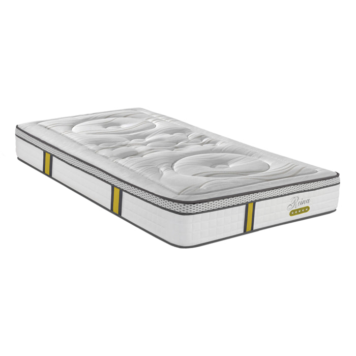 Matelas à ressorts ensachés et mémoire de forme - Blanc