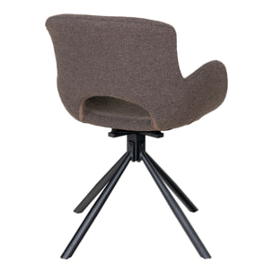 Set 2 sedie girevoli da pranzo Amorim in bouclé mushroom con gambe nere