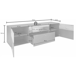 Meuble TV gris & effet bois L 210cm - TONY