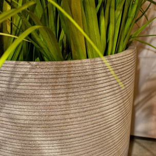 Set de 2 pots ronds en terre d'argile taupe 38/45cm