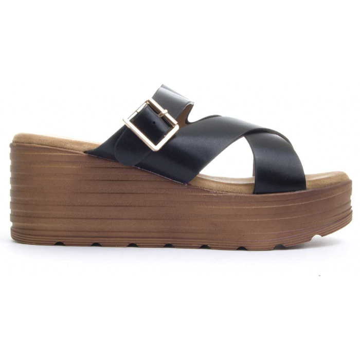 Sandalias de Cuña - Negro - Altura: 8 cm