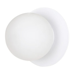 Lampada da parete Minerva in acciaio e vetro bianco