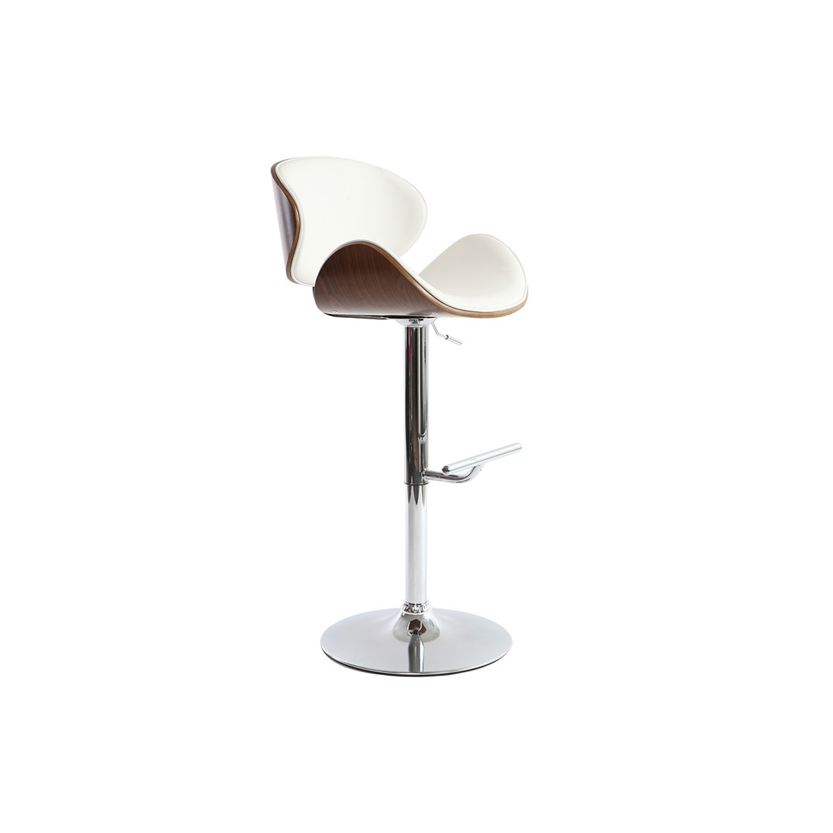 Tabouret de bar design blanc et bois foncé WALNUT