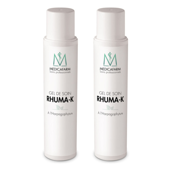 MEDICAFARM - Gel de soin RHUMA-K à l'harpagophytum - Aide à soulager les douleurs articulaires et retrouver la mobilité - Lot de 2 flacons de 250ml