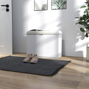 Banc à chaussures compact meuble à chaussures avec banquette design effet cannelé poignée doré