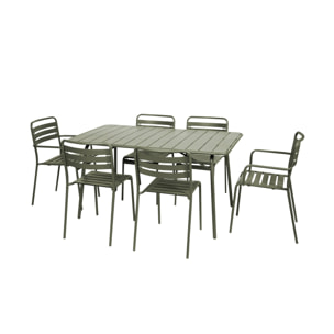 Table de jardin pliante métal + 6 assises AMÉLIA