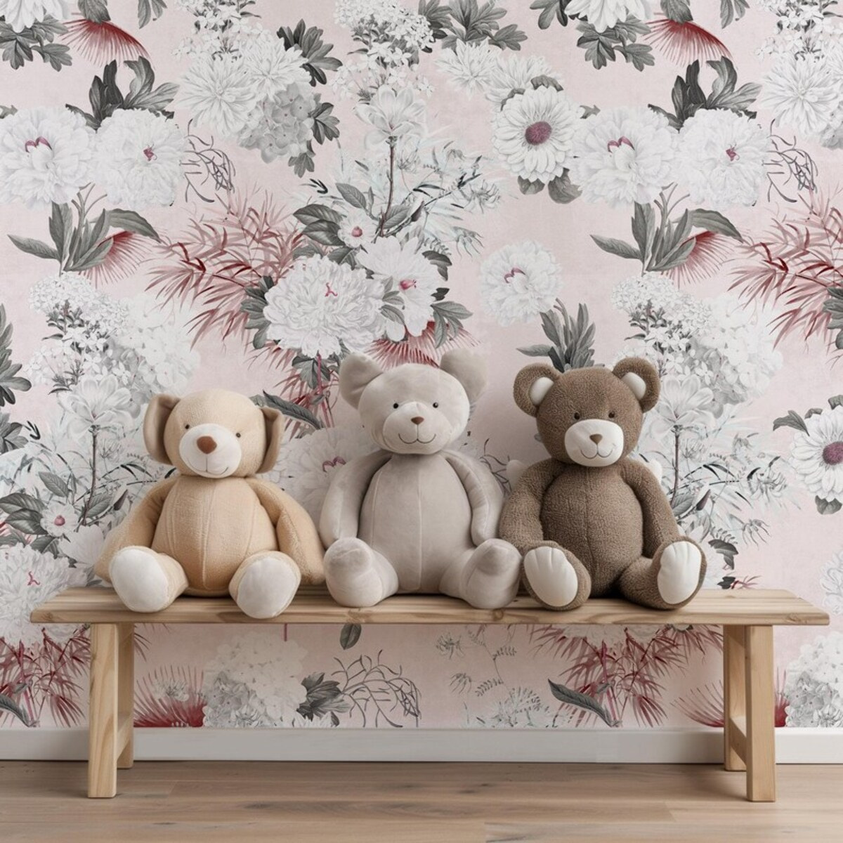 Carta da Parati Floreale Rosa Cipria