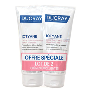 Ictyane - Crème Émolliente Nutritive Peaux Séches et très Sèches 2X200ml OFFRE SPECIALE