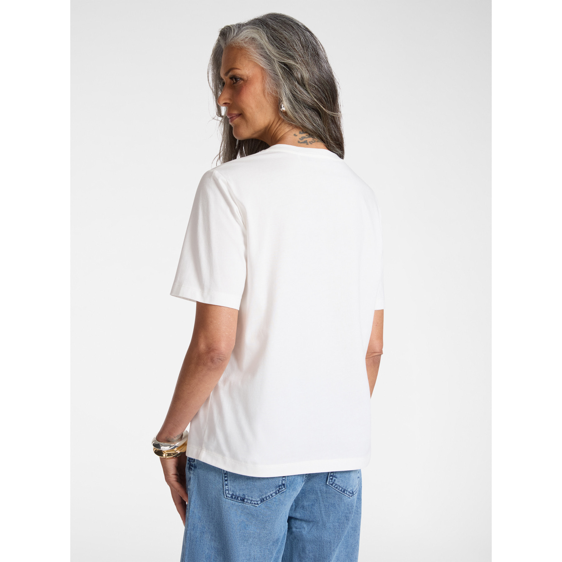 Elena Mirò - T-shirt con ricamo floreale - Bianco