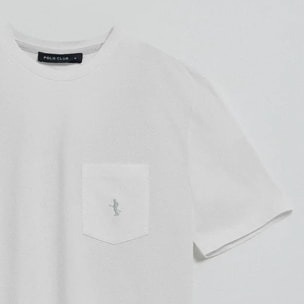 Maglietta bianca a maniche corte con taschino e ricamo Rigby Best