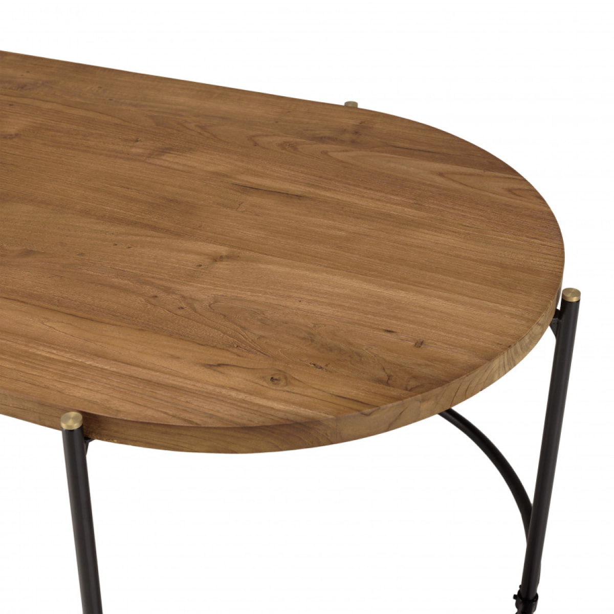 ALIDA - Table basse ovale 163x63cm plateau en bois de teck recyclé