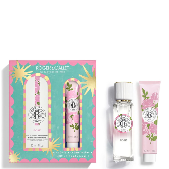 Rose - Coffret Eau Parfumée Bienfaisante 30ml + Crème Mains 30ml