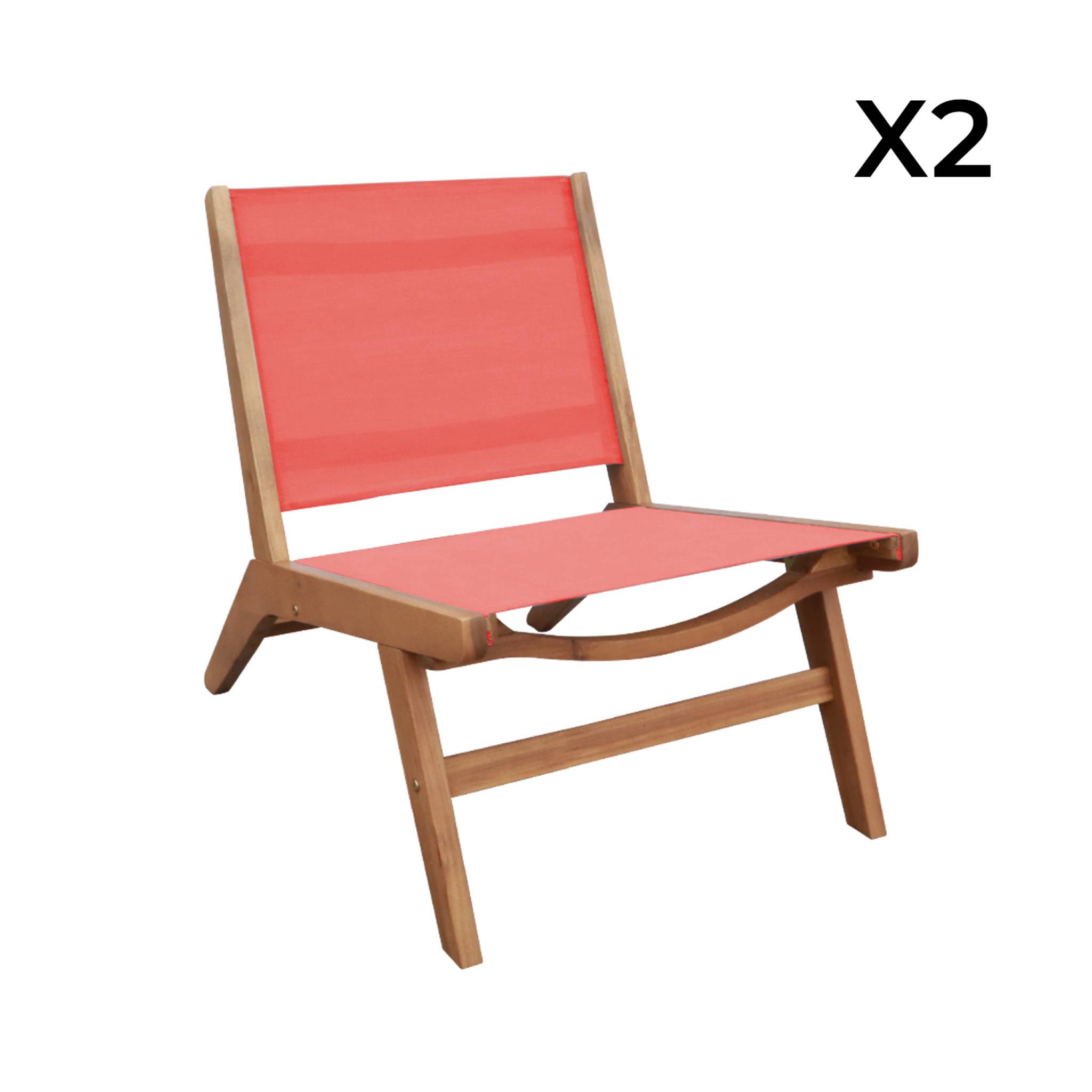Fauteuil relax bois d'acacia et textilène (lot de 2) MADERA