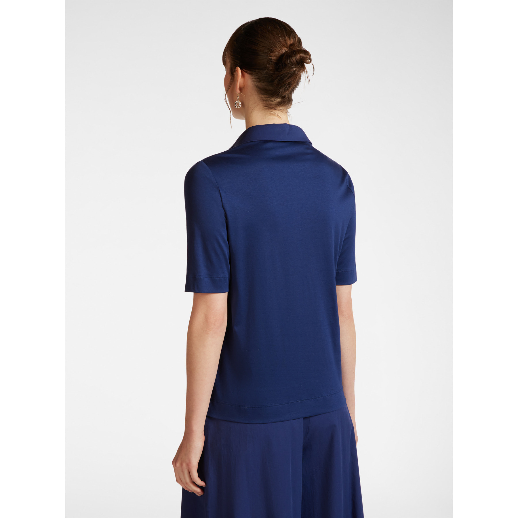 Elena Mirò - T-shirt con colletto e bottoni - Blu