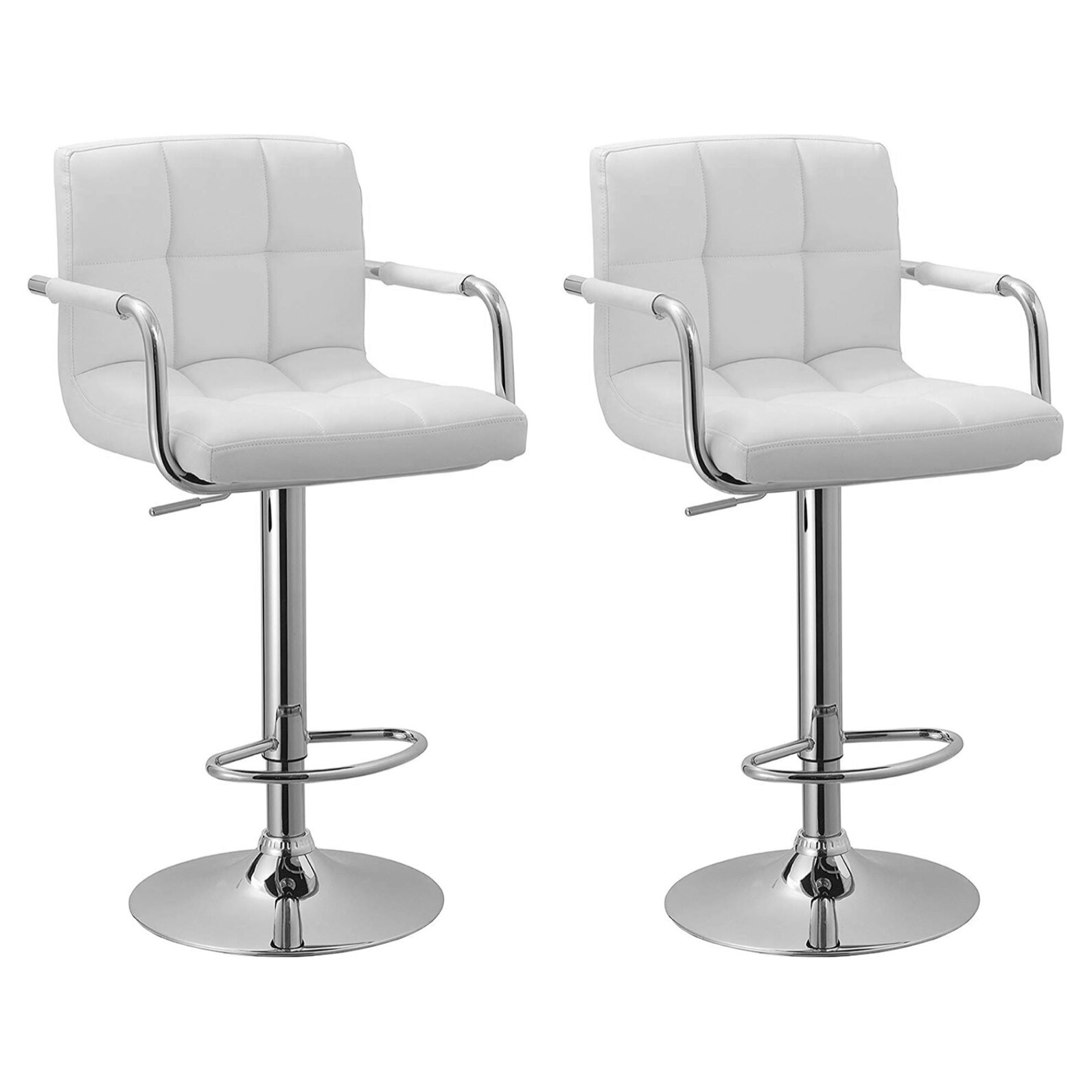 Lot de 2 tabourets de bar blanc avec accoudoirs MIKE
