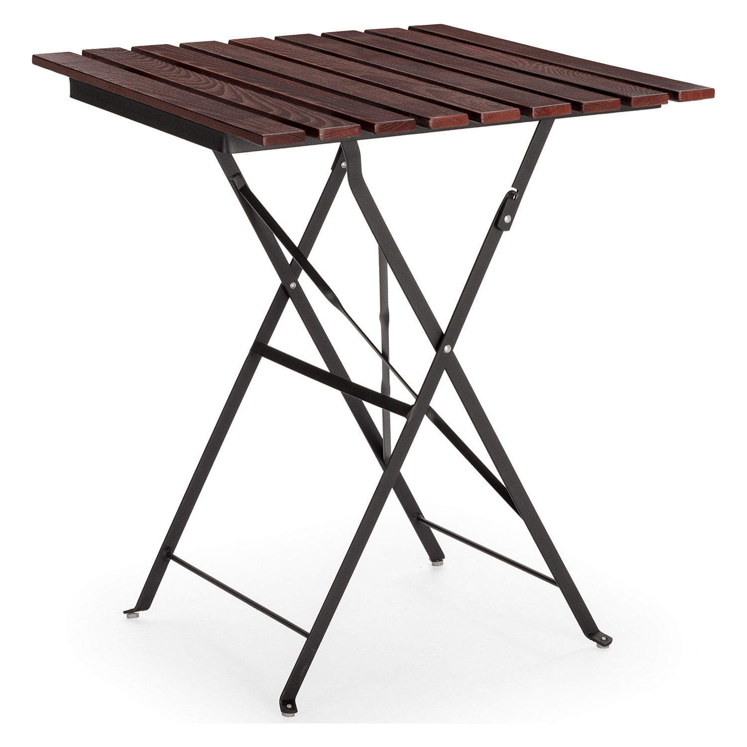 Mesa de Jardín Plegable Agata de Madera y Metal Negro