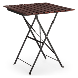 Mesa de Jardín Plegable Agata de Madera y Metal Negro