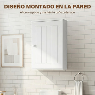 Armario de Baño de Pared, Mueble de Baño Colgar, Puerta con Cierre Suave, Estante Ajustable, para Cocina, Lavadero, 30x14x50 cm, Blanco
