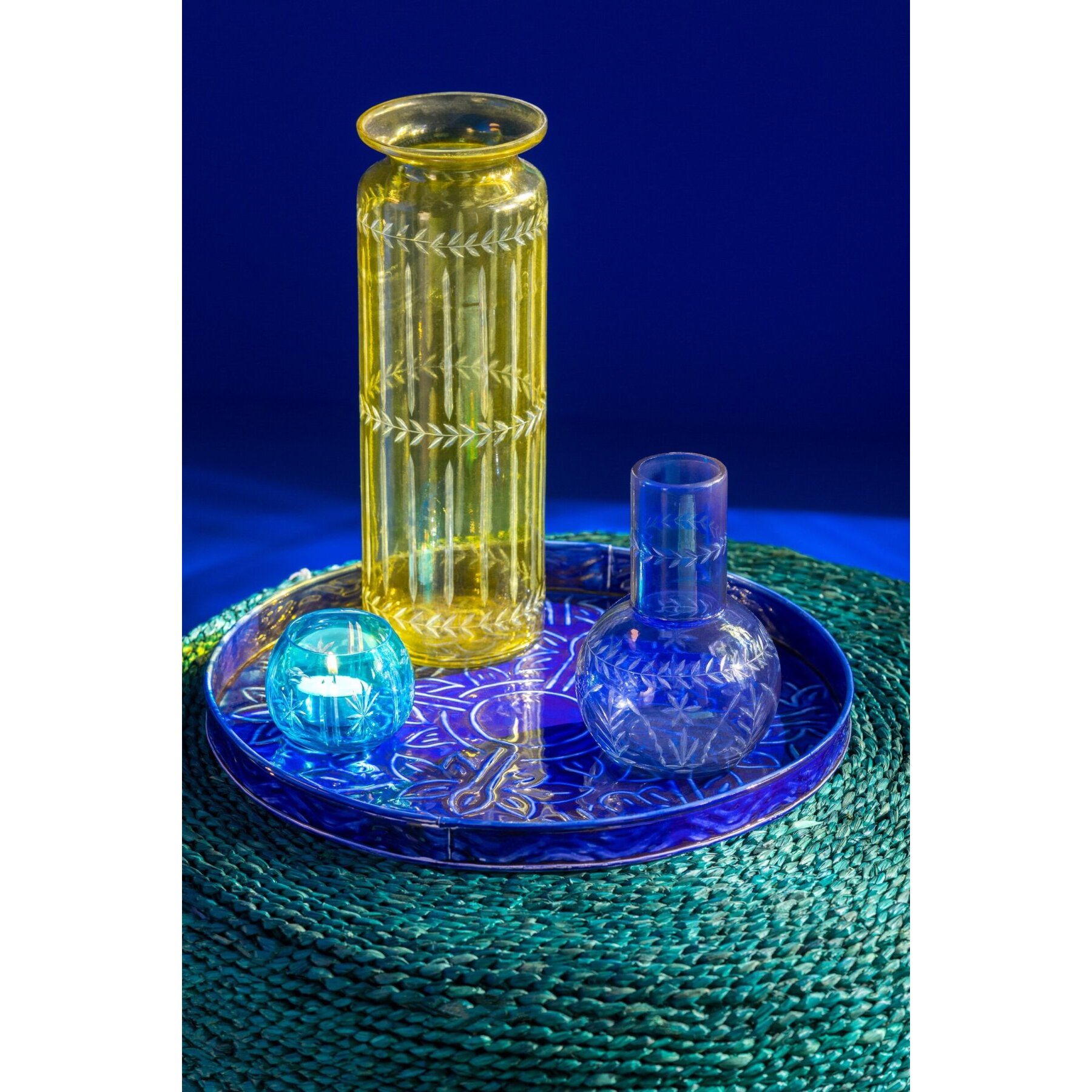 J-Line vase Tarifa - verre - mix - 3 pièces - 30 cm de hauteur