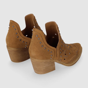 Botines de Serraje - Cuero - Tacón: 6 cm