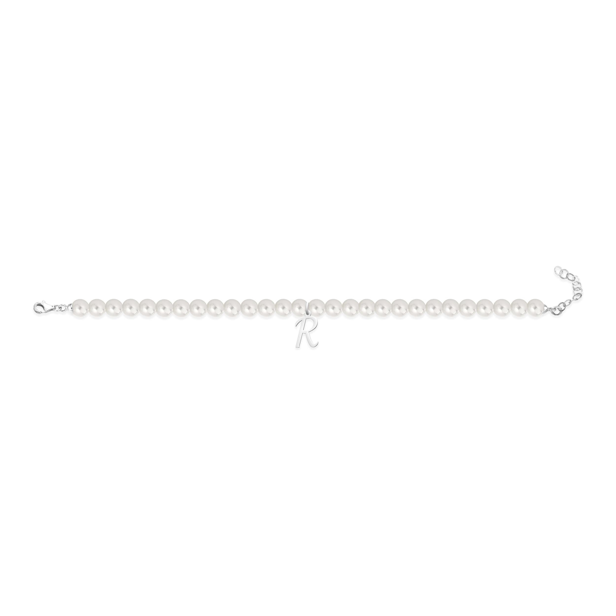 Bracciale Fujiko con Pendente Lettera R Perle Argento