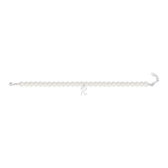 Bracciale Fujiko con Pendente Lettera R Perle Argento