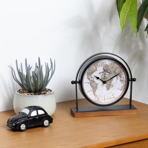 Horloge à poser "Flavia" - métal et bois - noir - H20 cm