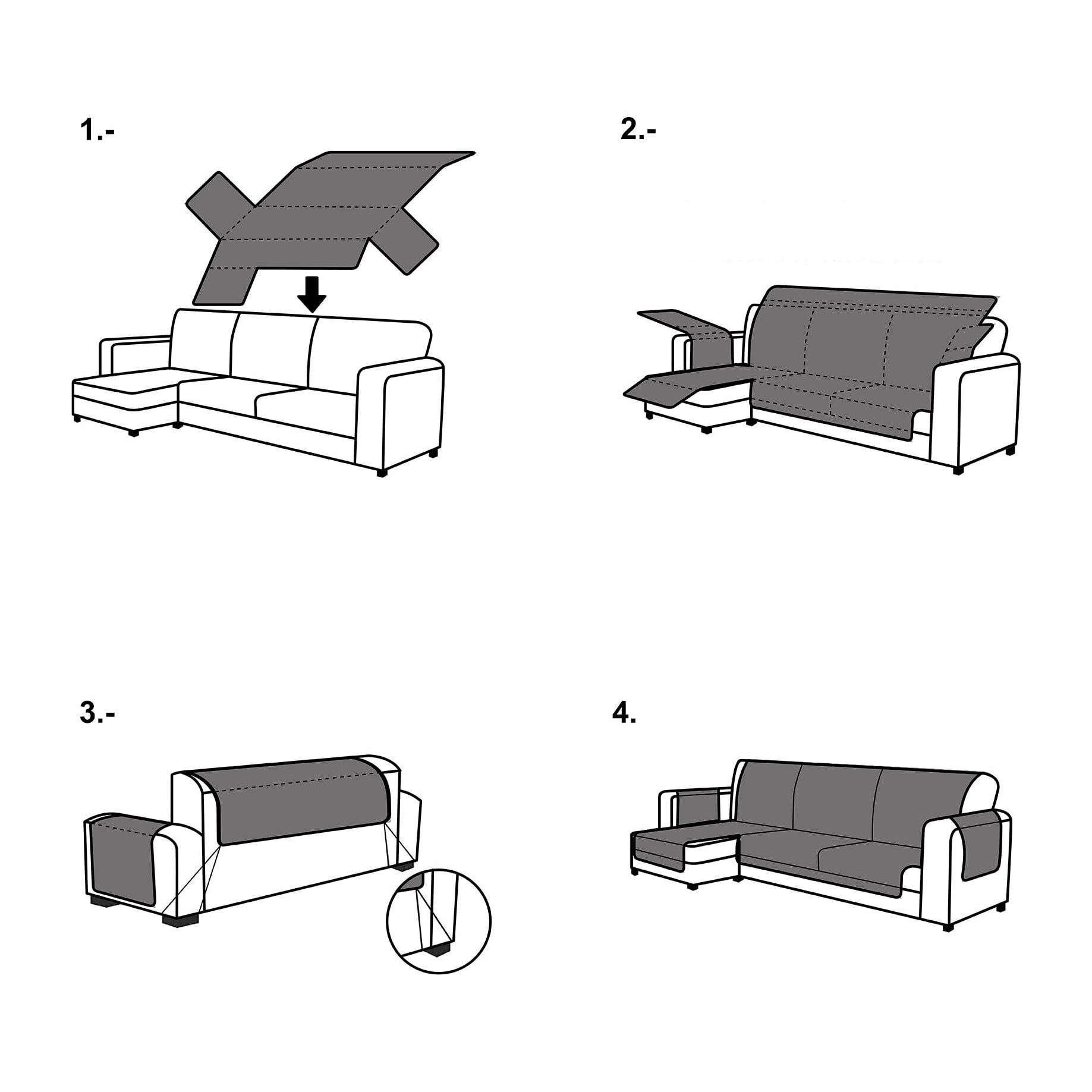 Cubre Sofá Chaise Longue Derecha modelo VERONA