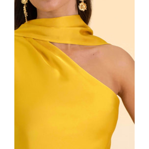 Vestido midi asimétrico con lazada