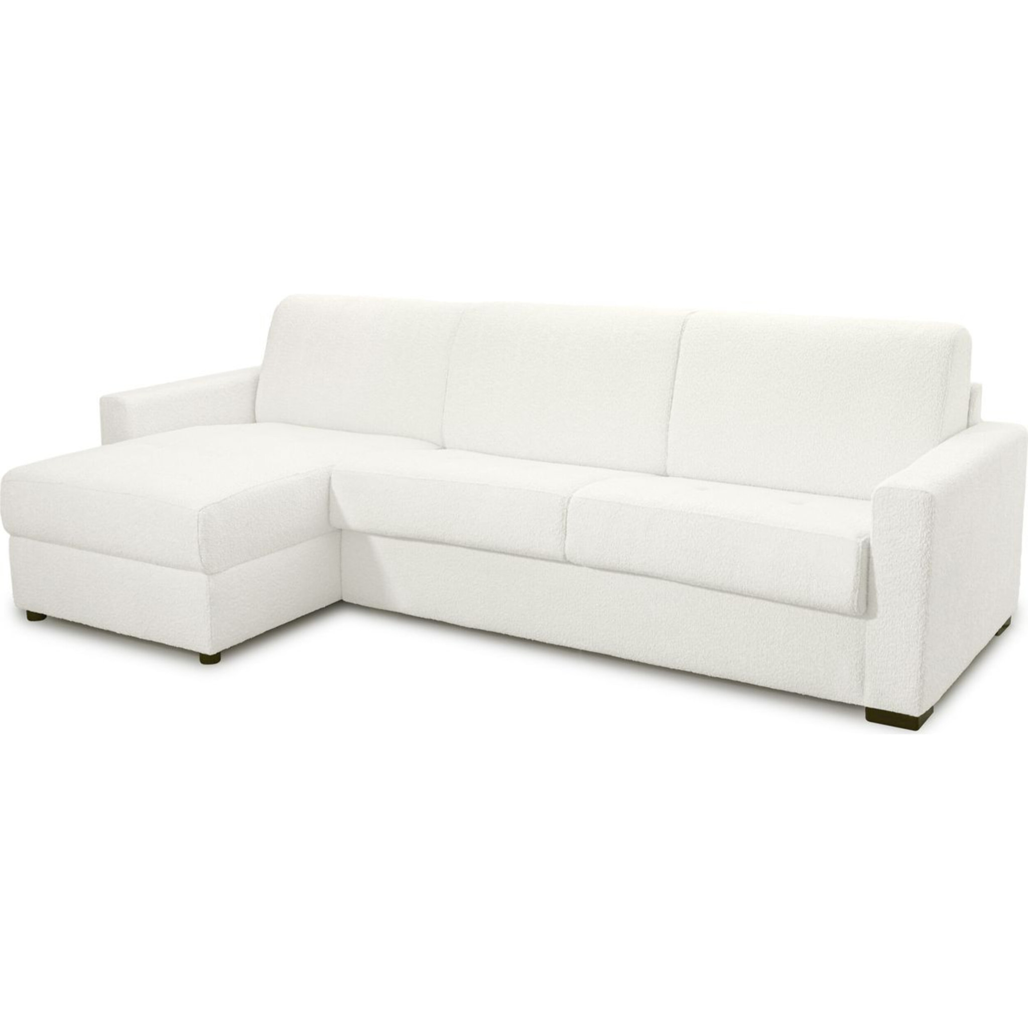 Canapé d'angle convertible express 5 places en tissu bouclette - PALOMA