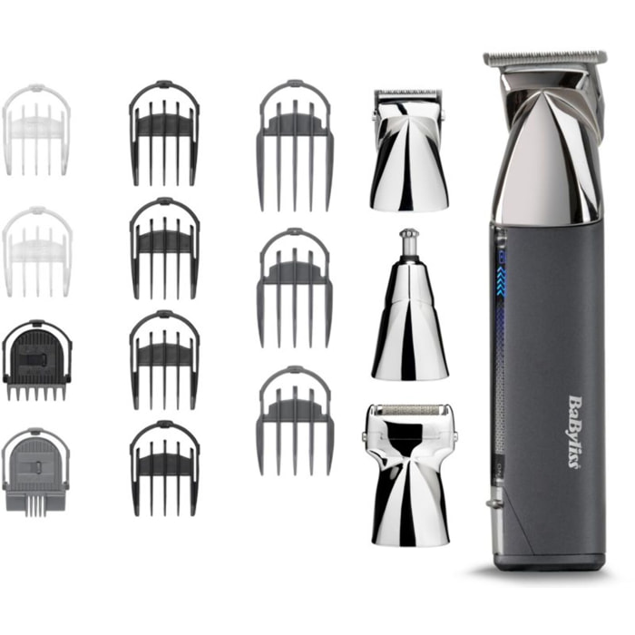 Tondeuse multi usages BABYLISS MT996E Super-X Metal Series,  12 hauteurs de coupe, précision 0,2 mm, autonomie 300 mn