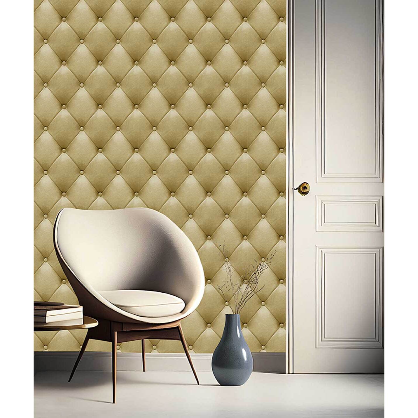 Papier peint capitonné beige élégant