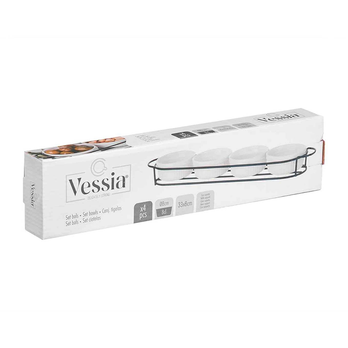 SET 4 PZS APERITIVO CON SUPPORTO IN PORCELLANA