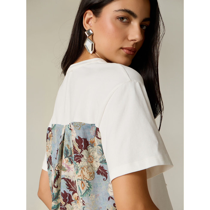 Oltre - T-shirt con inserto dietro - Bianco