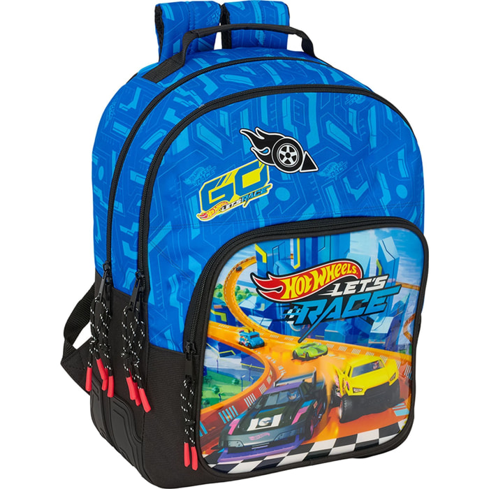 Mochila doble adapt.carro hot wheels "lets race"