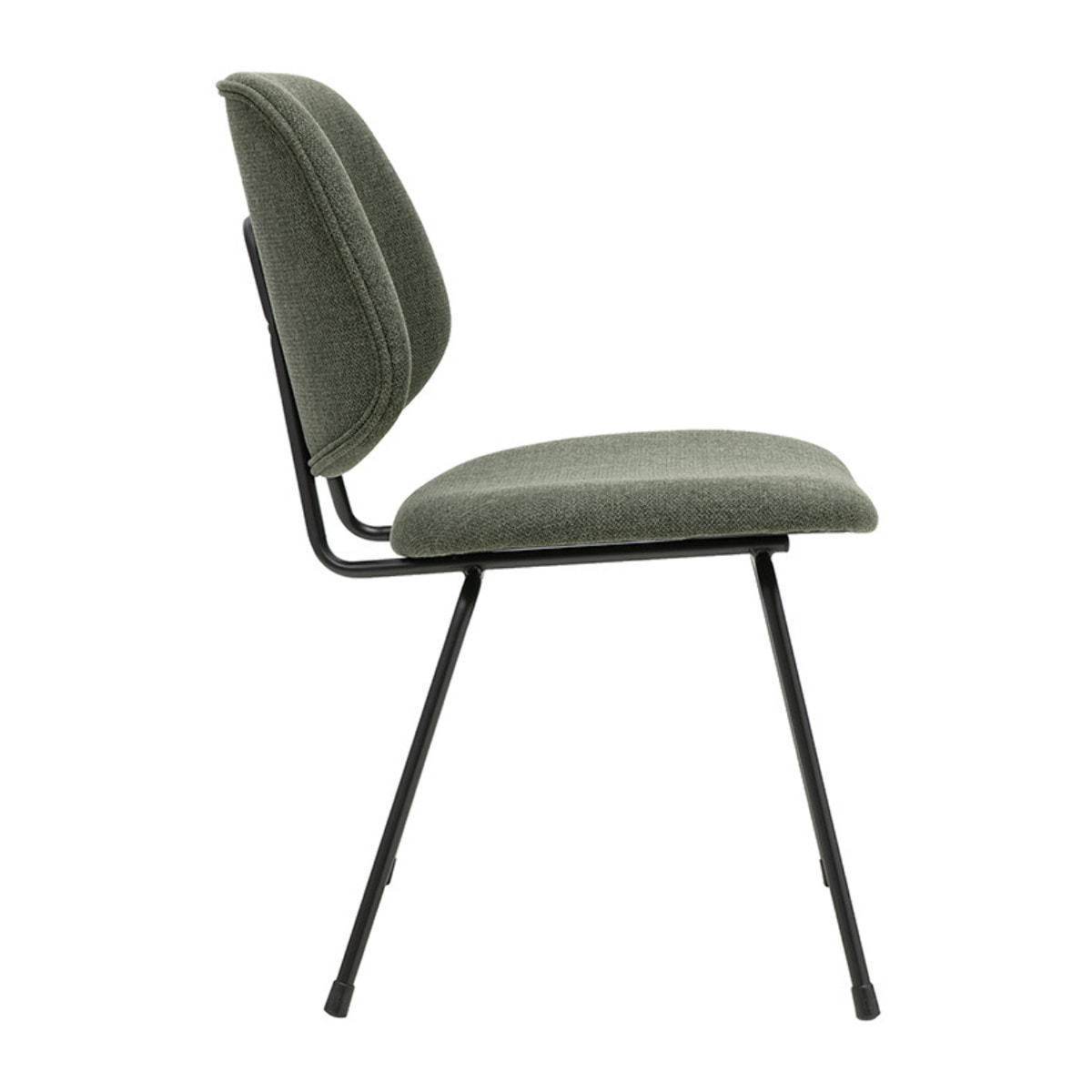 Chaises design en tissu vert kaki et métal noir (lot de 2) BARNET
