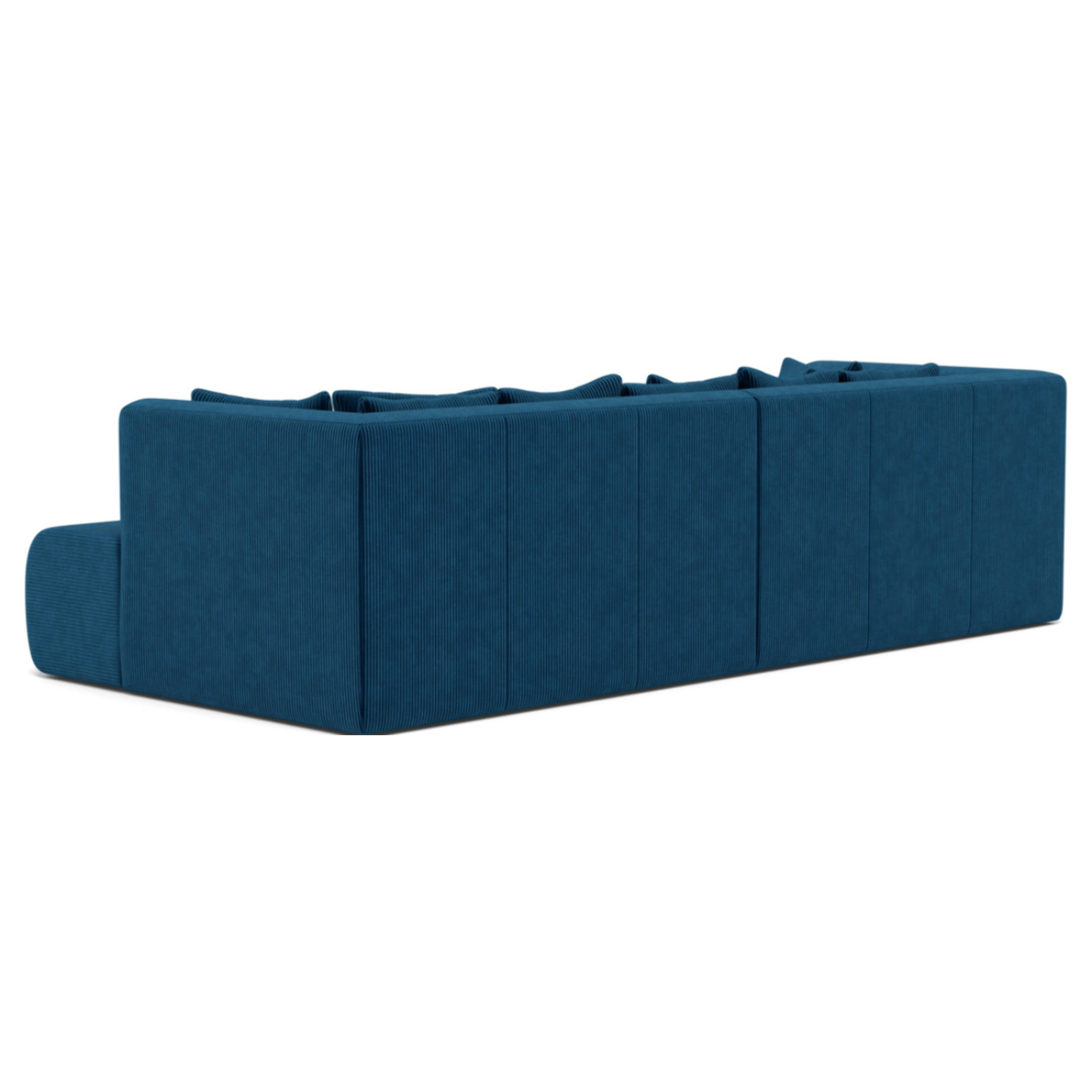 Onyx - canapé droit 4 places avec double méridienne - assise profonde - en velours côtelé - Bleu