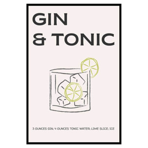 Affiche encadrée gin tonic illustration Affiche + cadre en métal - Noir